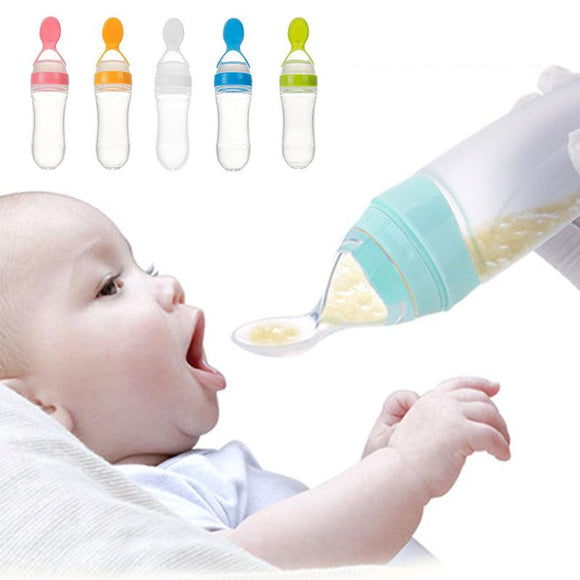 90ML Safe Newborn Baby Feeding Squeeze Bottle with Silicone Spoon - Mommy's Care